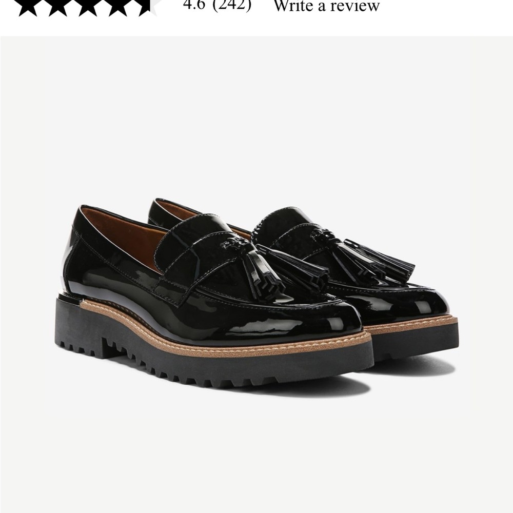 Size 10 Franco Sarto patent leather black loafers with tassel